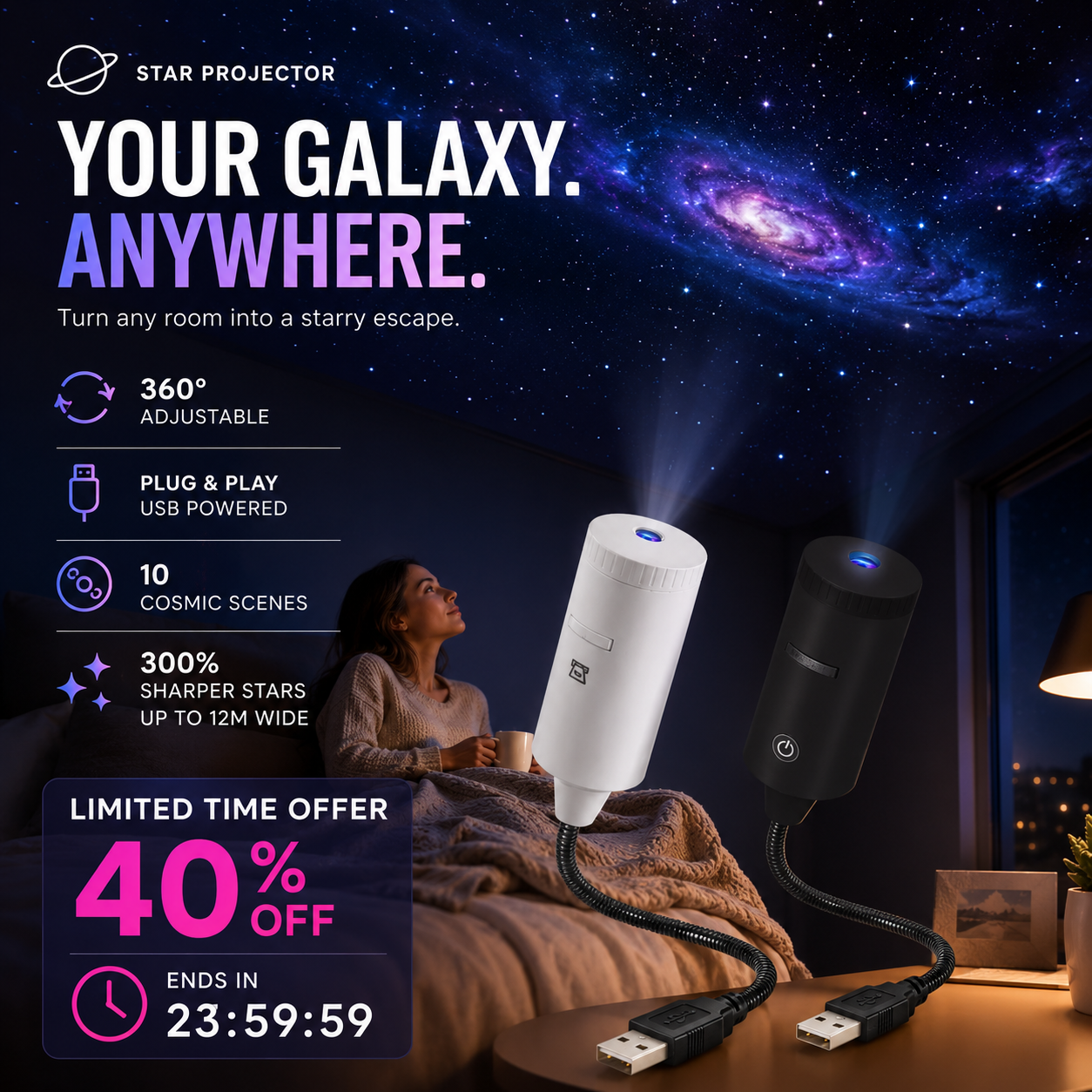 HD projektor hvězdné oblohy typu Plug-and-Play – více než 50 000 spokojených uživatelů