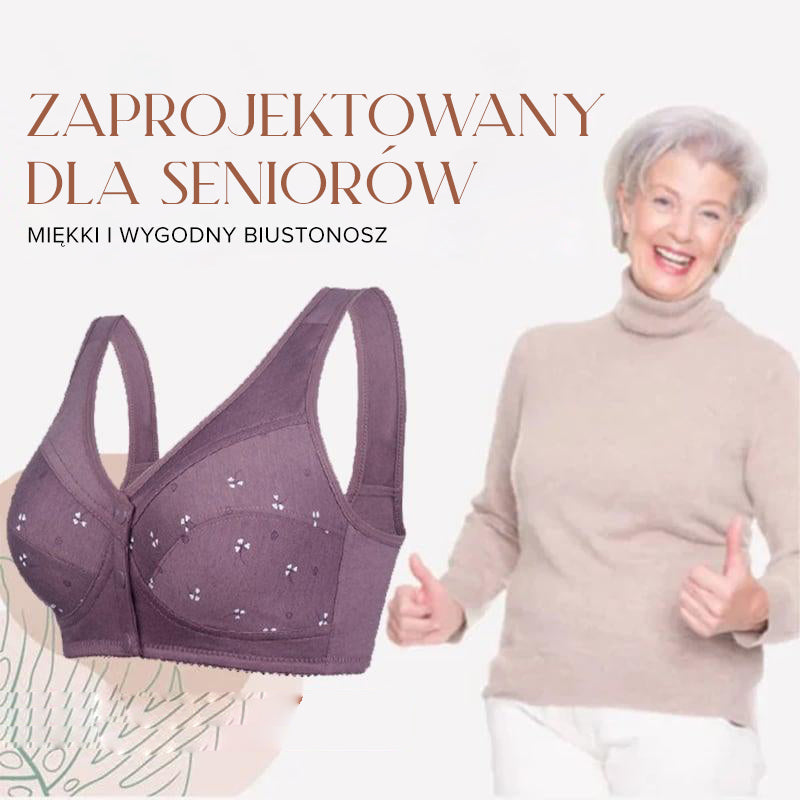 Bavlněná podprsenka v seniorském designu se zapínáním vpředu