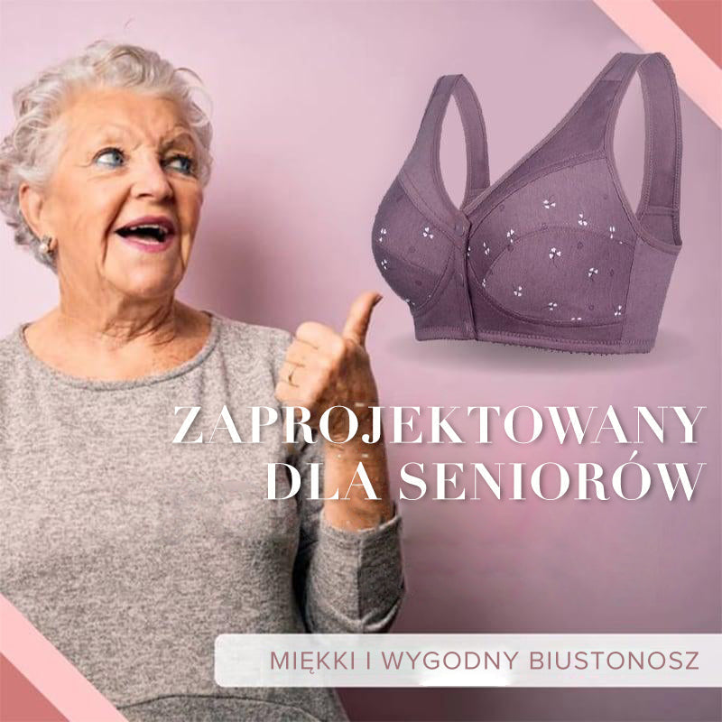 Bavlněná podprsenka v seniorském designu se zapínáním vpředu