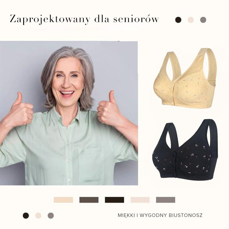 Bavlněná podprsenka v seniorském designu se zapínáním vpředu